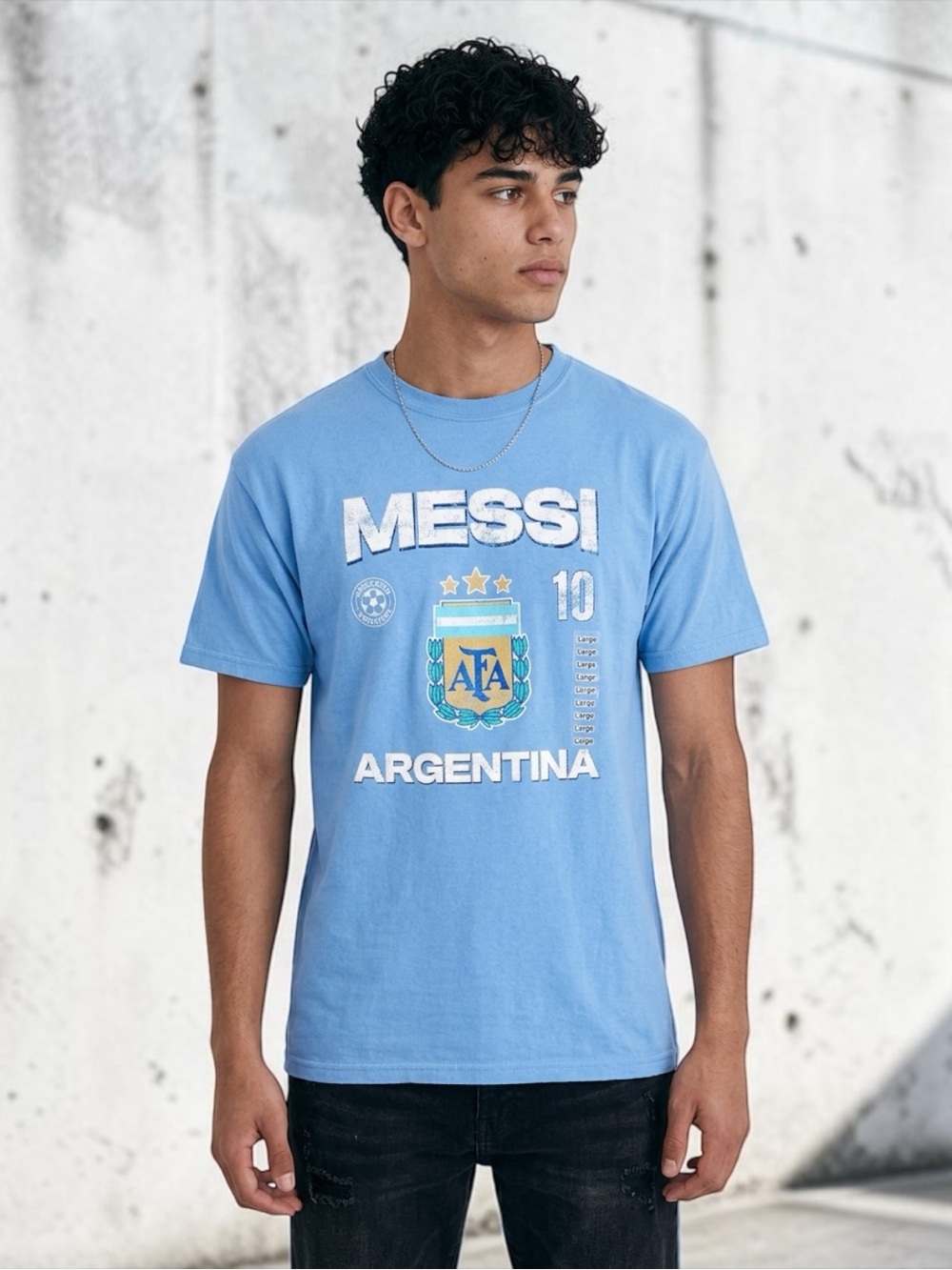 AFA Originals Men’s Messi 10 Argentina Blue Short Sleeve T-Shirt Sz L